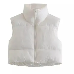 Size puffer Jacket small nwot white drawstring vest coat winter oversized cropped vest thumbnail 3