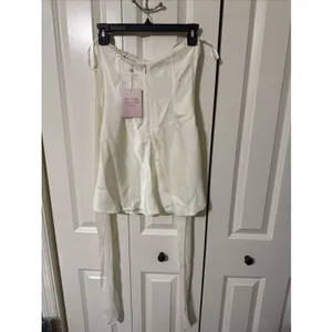 Women's NWT Hello Molly Cream Satin Mini Dress Size 4 Coquette thumbnail 3