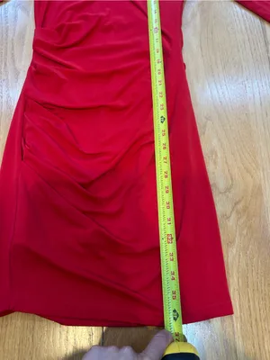Juicy Couture Dress Womens Small S Red Jersey Ruched Asymmetric Long Sleeve Mini thumbnail 7