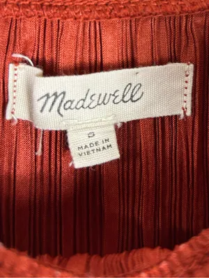 Madewell Pleated Ruffled Nicole Plisse Rust Camisole Swing Top Size S thumbnail 7
