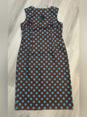 MOOYIUS Sleeveless Brown Midi‎ Dress with Light Blue Polka Dots thumbnail 3