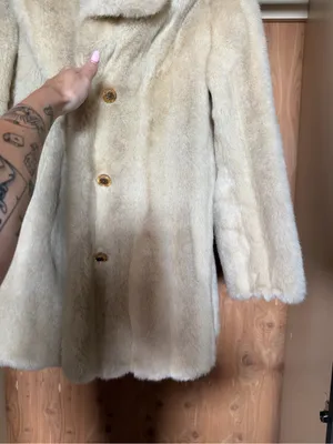Vintage Cream Fur Coat - Women's Winter Jacket thumbnail 2