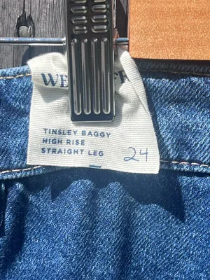 Free People tinsley high-rise baggy straight leg jeans in deep blue thumbnail 11