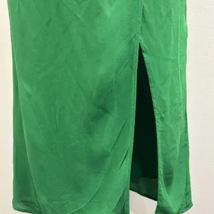 Reformation Kourtney Midi Slip Dress‎ Crepe Emerald Green Tie Straps High Slit thumbnail 4