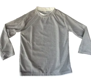 Women's Large Long Sleeve Crew Neck Grey White Top Size L #260378 thumbnail 1