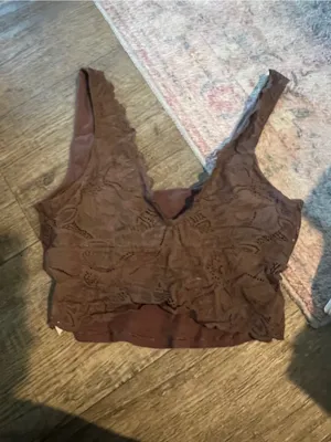 Aerie Brown Lace Crop Tank Top - Women thumbnail 5