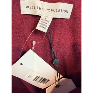 Dress the Population NWT Bailey Off-the-Shoulder Midi‎ Dress Burgundy Size Large thumbnail 7
