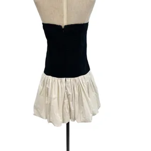 Abercrombie Bubble Hem Mini Dress Strapless‎ Black White Size XL thumbnail 8
