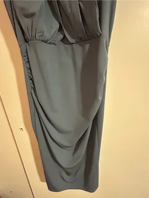 Grace Karin Slate Blue Sleeveless Draped Midi Dress thumbnail 3