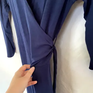 Isabella Oliver navy blue wraparound long‎ sleeved dress v-neck women's size 4 thumbnail 4