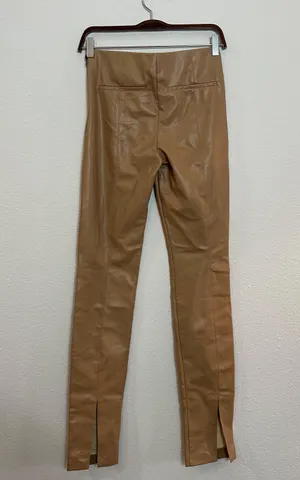 Zara NWOT Split Hem Skinny Faux Leather Pant A103 thumbnail 3