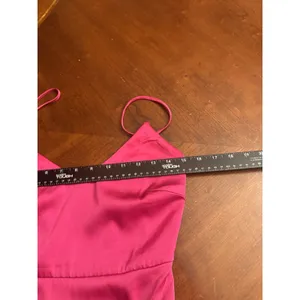 Lulus Charming Crush Hot Pink Satin Tiered Ruffled Midi Dress size xs thumbnail 11