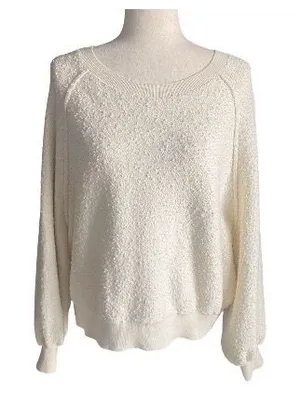 FREE PEOPLE-CREAM COLOR OVERSIZED SWEATSHIRT-WOMENS SIZE SMALL Chic and cozy textured sweatshirt, long sleeves, oversized, 91% cotton and 9% nylon, excellent condition Measurements: Bust: armpit to armpit 27 inches Length: shoulder seam to bottom 24 inches thumbnail 1