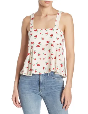 Favlux Cherry Print Babydoll Top NWOT thumbnail 1