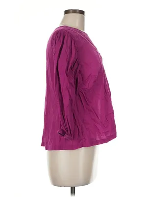 Farm Rio for Anthropologie Magenta Lace Puff Sleeve Blouse Top M Petite thumbnail 3
