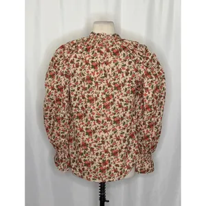 FREE PEOPLE Meant To‎ Be Blouse Floral Vintage Combo Ruffled Smocked Small thumbnail 9