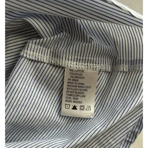 Antonio Melani Blouse Size L Blue and Navy Striped Asymmetrical Peplum Top thumbnail 13