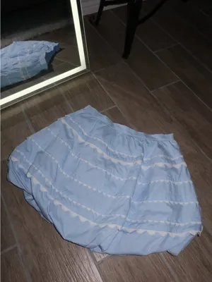 Peach Love California Light Blue Scallop Trim Mini Bubble Skirt thumbnail 5