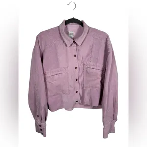 BDG‎ Urban Outfitters Pink Corduroy Cropped Jacket Women’s Large Button Front thumbnail 2