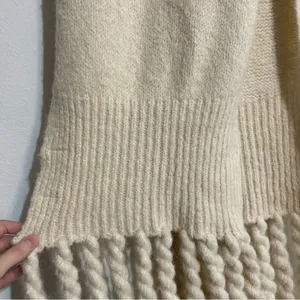 Anthropologie Braided Fringe Scarf Cream Fall Winter Cozy Chic thumbnail 2
