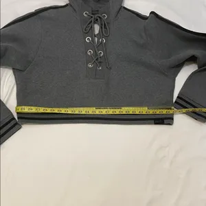 Puma Fenty By Rihanna Grey Rising Sun Lace-Up Cropped Hoodie.Size-Medium thumbnail 6