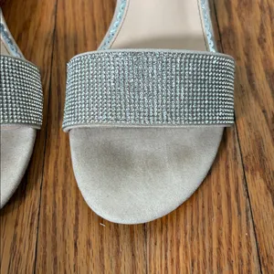 Sugar Machelene dressy block heel sandal rhinestone beige‎ strap size 10 thumbnail 3