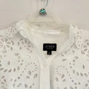 J.Crew Collection White Linen‎ Eyelet Embroidered Button Down Shirt Camisole 6 thumbnail 7