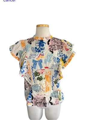 Marc New York cotton flutter-sleeve blouse Size Medium NWT thumbnail 2