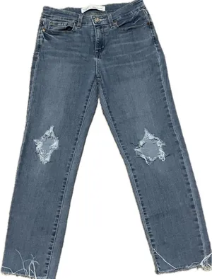 Levi's Levi Strauss Signature Mid Rise Boyfriend Jeans Women’s 6 W28 Distressed Raw Hem thumbnail 1