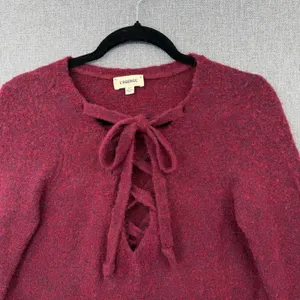 L'AGENCE Candela Lace Up Bell Sleeve Sweater Burgundy Alpaca Wool Blend XS Boho thumbnail 6