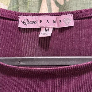 Crave Fame Deep Purple Ruched Crop Top thumbnail 2