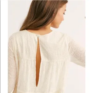 Free People Gemma Eyelet Lace Midi Dress XS Cream Cottage Core Prairie Romantic thumbnail 2