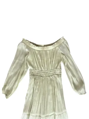 Anthropologie Somerset Women’s Off-Shoulder Shimmer Green Maxi Dress Size XXS thumbnail 7