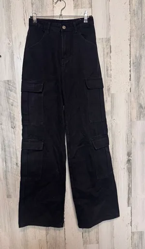 SHEIN High Rise Wide Leg Multi Pocket Cargo Pants Womens XXS / US 0 Black thumbnail 1