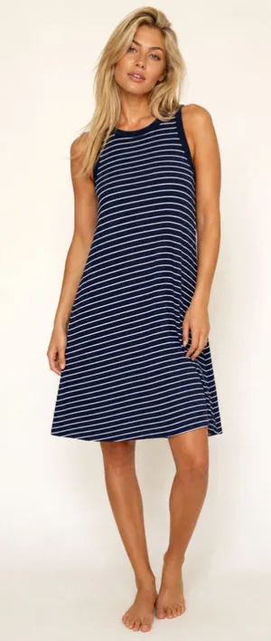 Old Navy Striped Ribbed Midi Dress Coastal Nautical Preppy Americana Classic L thumbnail 1