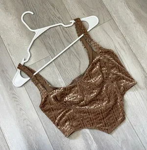 Skims Velvet Corset Tank Top logo crop womens Brown (medium) going out party thumbnail 1