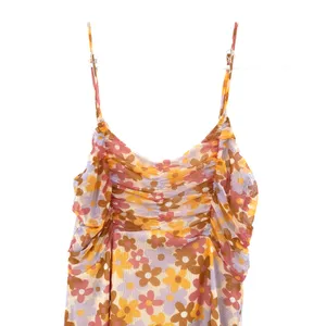 Altar'd State Size XS Sleeveless Mini Dress Floral Flower Print Pink‎ Yellow Tan thumbnail 3