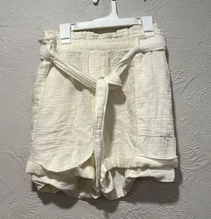 Aerie Off White Gauzy Elastic Waist High Rise Shorts Size XXL thumbnail 1