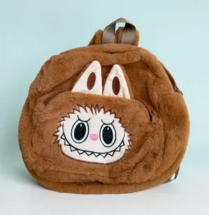 TAN Monsters Labubu Furry Mini Backpack Bag thumbnail 1