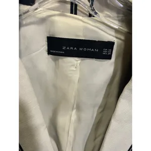 Zara Striped Blazer Dress Womens XS Black‎ White Long Double Breasted Maxi Coat thumbnail 4