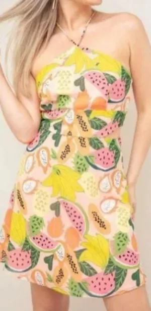 Hutch By Anthropologie Mixed Fruit Halter Dress Size 10 New thumbnail 1