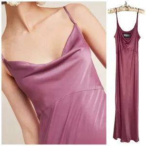 Anthropologie The Elyse Slip Satin Midi Dress Size M Mauve Pink thumbnail 2