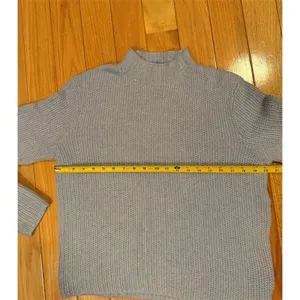 J. Crew Sweater Womens Size M Blue Waffle Knit Mock Neck Pullover Long thumbnail 4