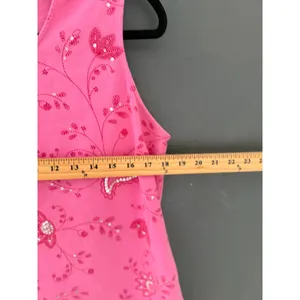 Croft & Barrow Y2k Fairy Pink Floral Paisley Embroidered Sequin Tank Top XL Womens thumbnail 6