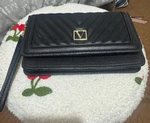 PINK Victoria's Secret Black Quilted Clutch thumbnail 1