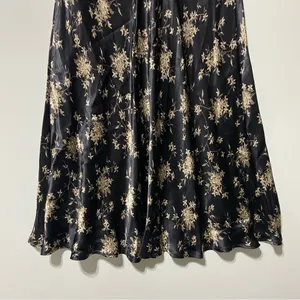 Floral Maxi Skirt in Black Beige Size 8 NWT Vintage thumbnail 7
