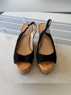 Stuart Weitzman Riviera Slingback Wedge Platform Sandals Size 7.5 thumbnail 4