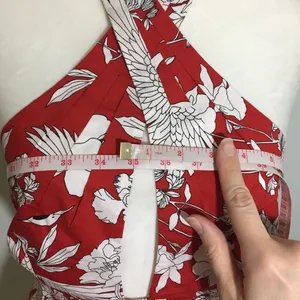 Express NWOT Red White Floral Smocked Halter Top thumbnail 5