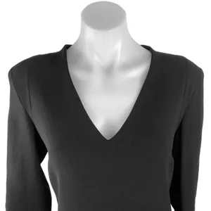 Mango Black V-neck Leather Trim Half Sleeve Career Business Mini Sheath Dress 6 thumbnail 5