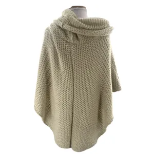 Wooden Ships cowl neck tan poncho sweater wool mohair sz XS‎ thumbnail 2
